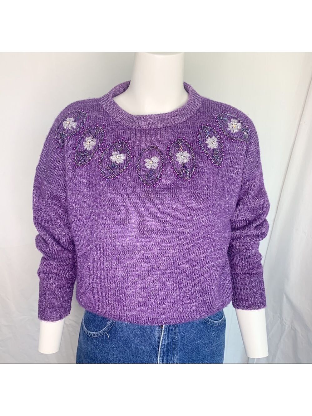 VINTAGE Grandmacore Embellished Sparkle Sweater